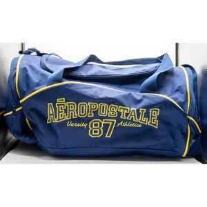 Aeropostale Athletics Small Duffle Bag Navy Blue VTG Logo Sports Gym 19x9x9